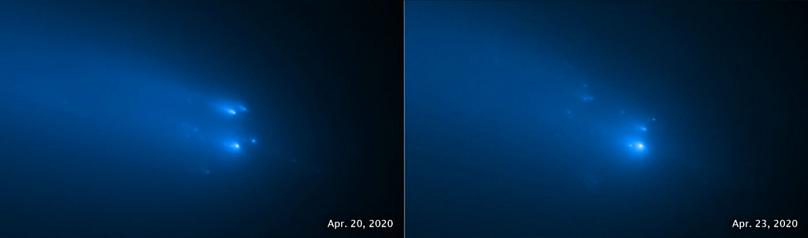 تصویر تلسکوپ هوایی هابل ا تکه تکه شدن ستاره دنباله دار اطلس